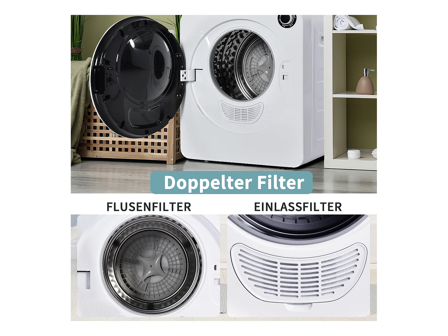 Sèche-linge à évacuation, inox, 3 kg (jusqu'à 4,5 kg), 830 W, 5 programmes, protection contre la surchauffe, montage mural (49x39x59 cm)