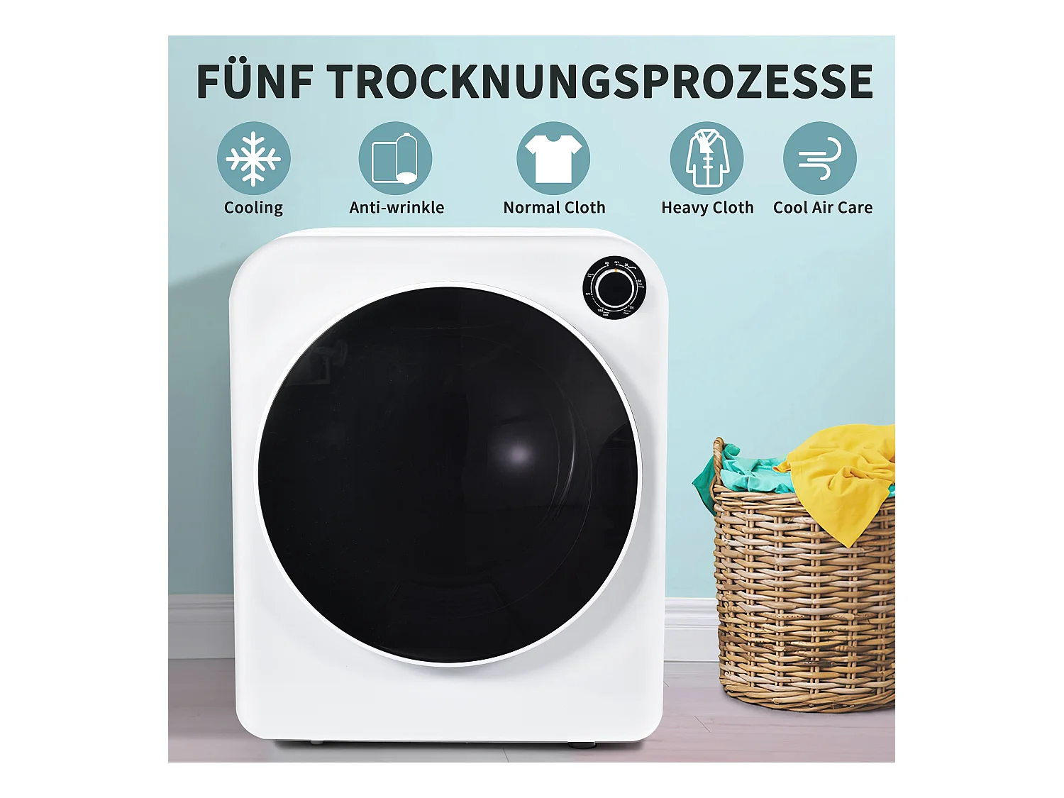 Sèche-linge à évacuation, inox, 3 kg (jusqu'à 4,5 kg), 830 W, 5 programmes, protection contre la surchauffe, montage mural (49x39x59 cm)