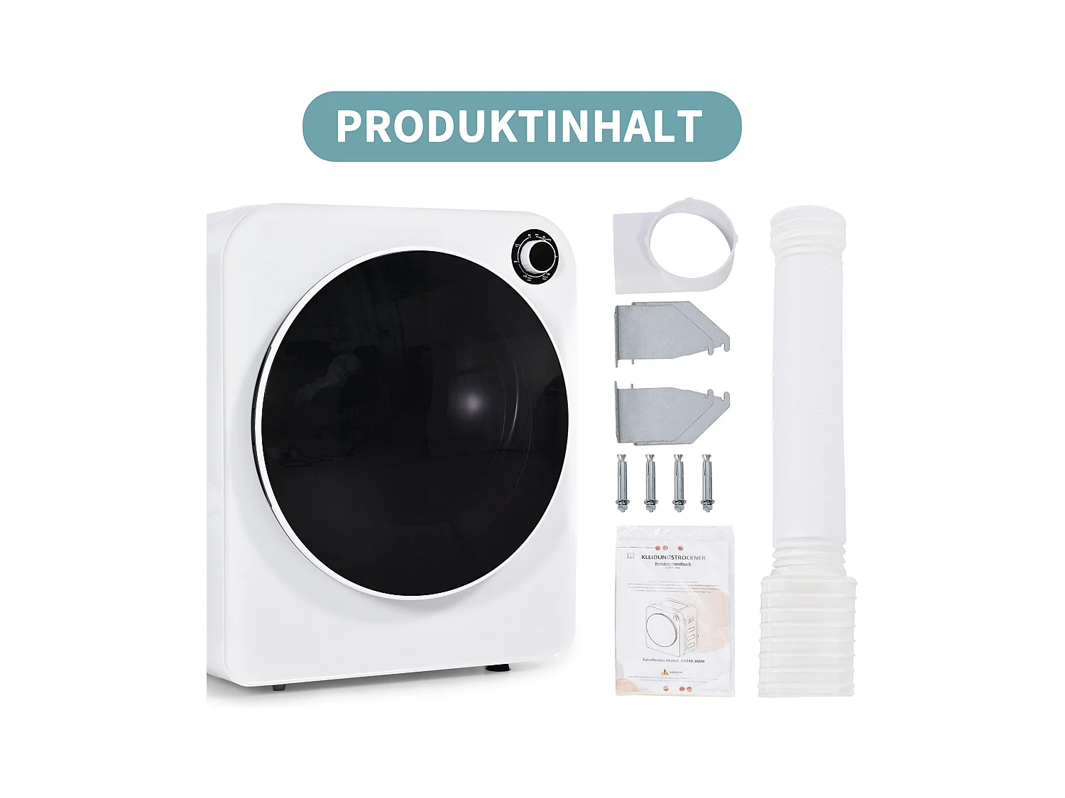 Sèche-linge à évacuation, inox, 3 kg (jusqu'à 4,5 kg), 830 W, 5 programmes, protection contre la surchauffe, montage mural (49x39x59 cm)