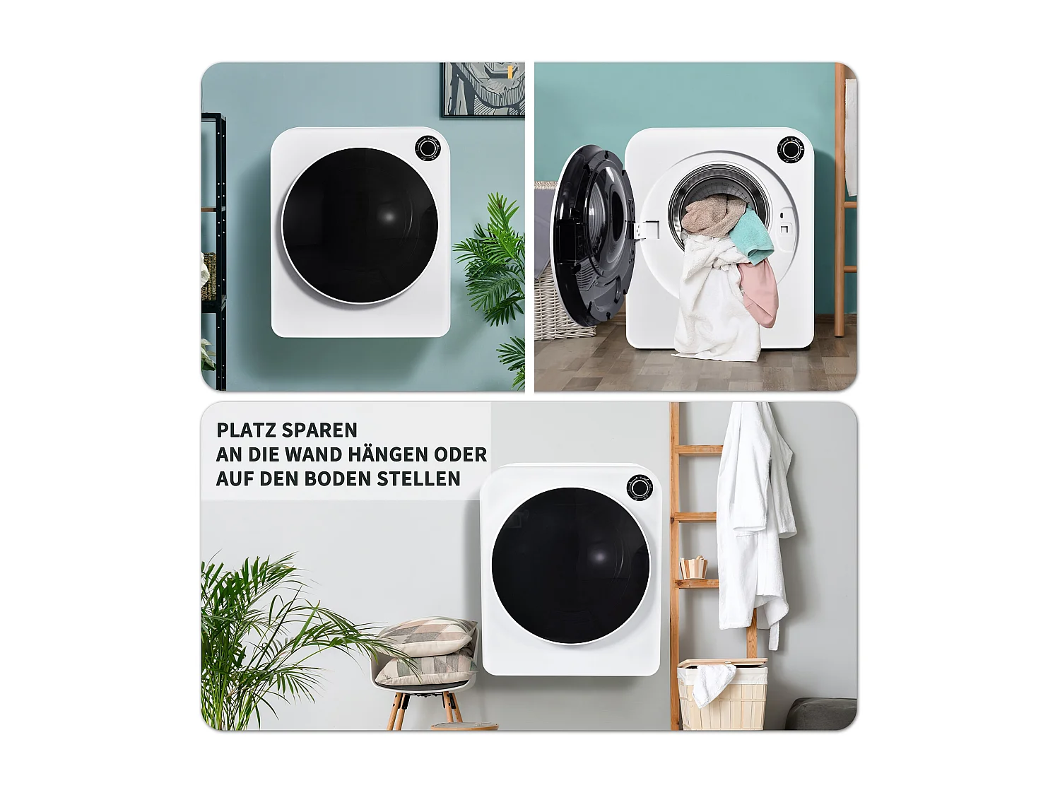Sèche-linge à évacuation, inox, 3 kg (jusqu'à 4,5 kg), 830 W, 5 programmes, protection contre la surchauffe, montage mural (49x39x59 cm)