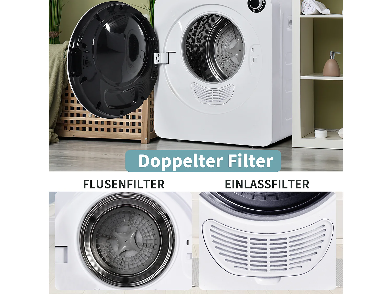 Sèche-linge à évacuation, inox, 3 kg (jusqu'à 4,5 kg), 830 W, 5 programmes, protection contre la surchauffe, montage mural (49x39x59 cm)