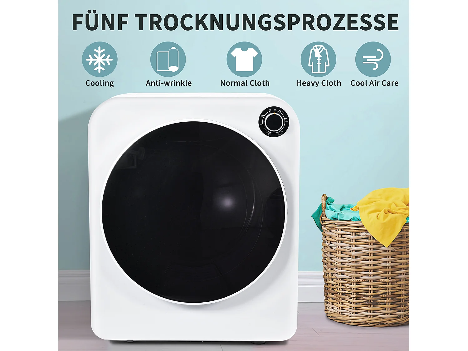 Sèche-linge à évacuation, inox, 3 kg (jusqu'à 4,5 kg), 830 W, 5 programmes, protection contre la surchauffe, montage mural (49x39x59 cm)