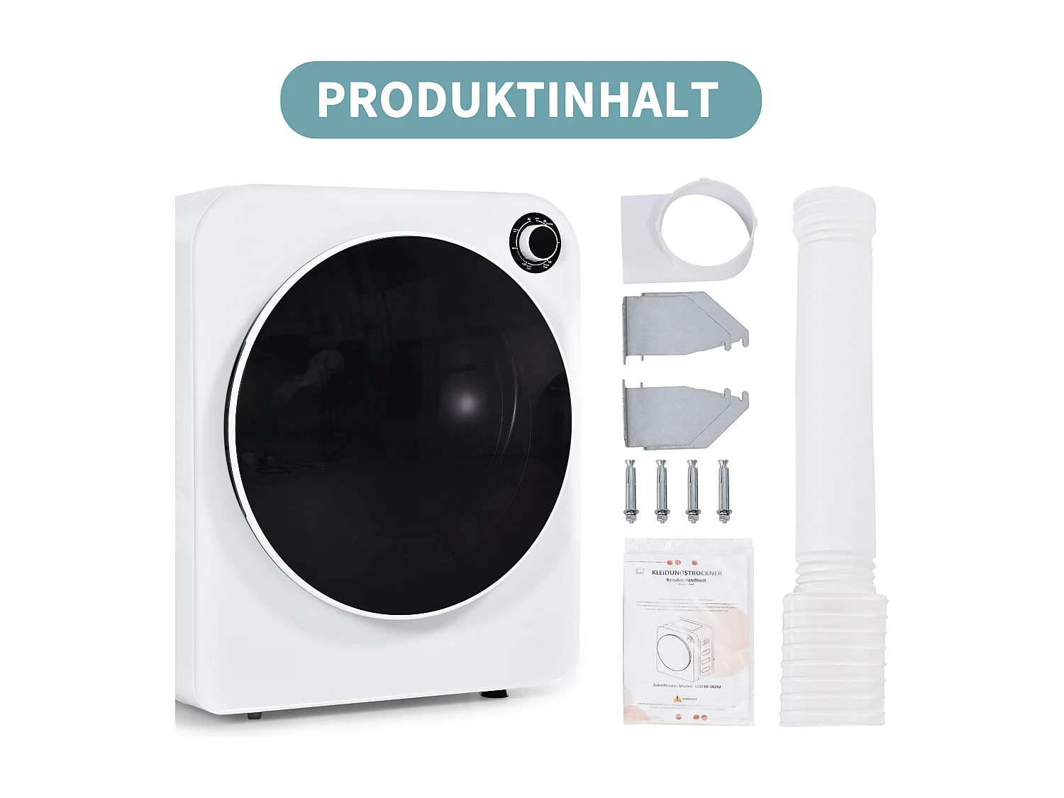 Sèche-linge à évacuation, inox, 3 kg (jusqu'à 4,5 kg), 830 W, 5 programmes, protection contre la surchauffe, montage mural (49x39x59 cm)