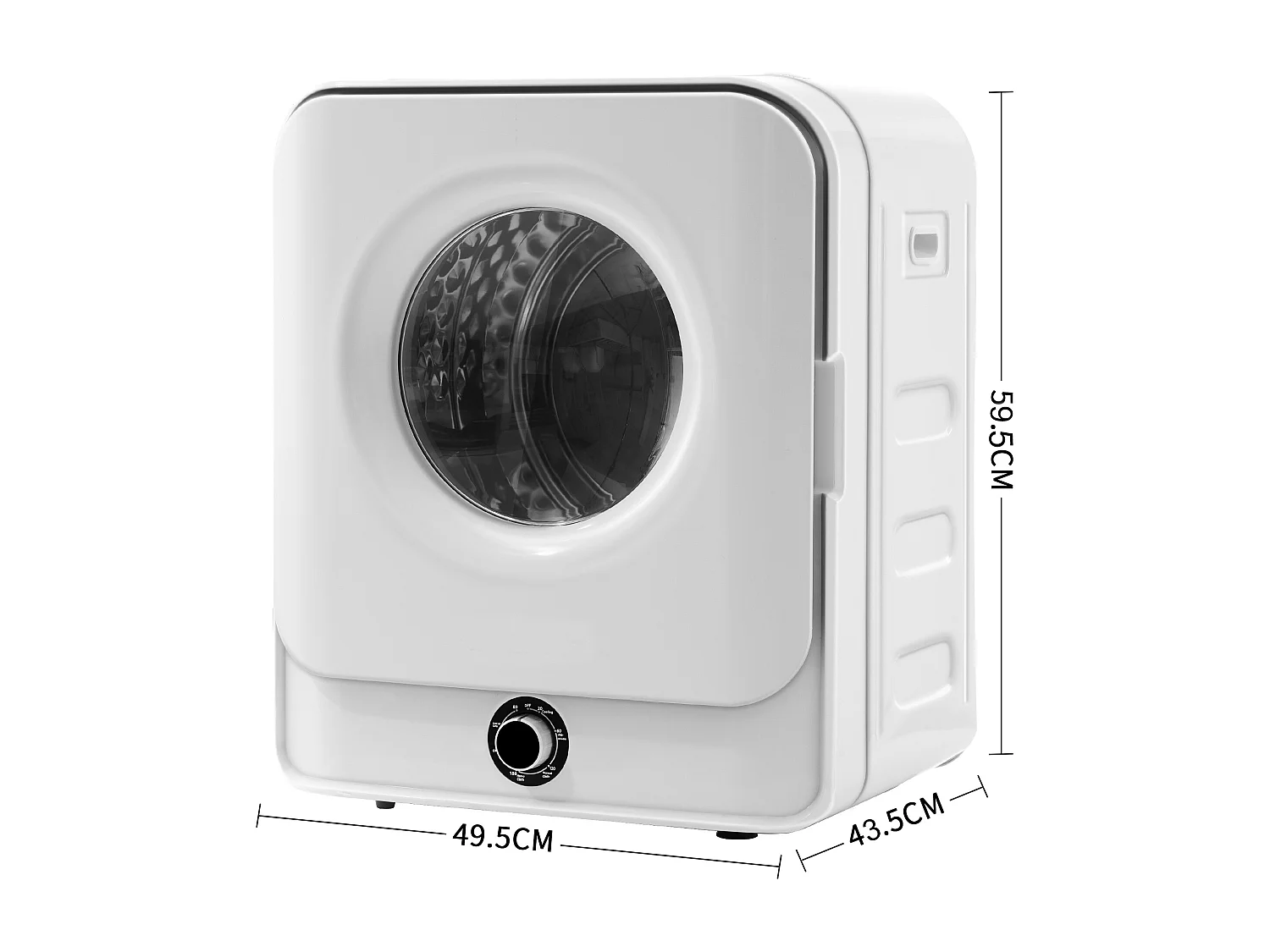 Sèche-linge à évacuation, capacité 3 kg (jusqu'à 4,5 kg), acier inoxydable, 830 W, 5 programmes, montage mural (49,5x43,5x59,5 cm)