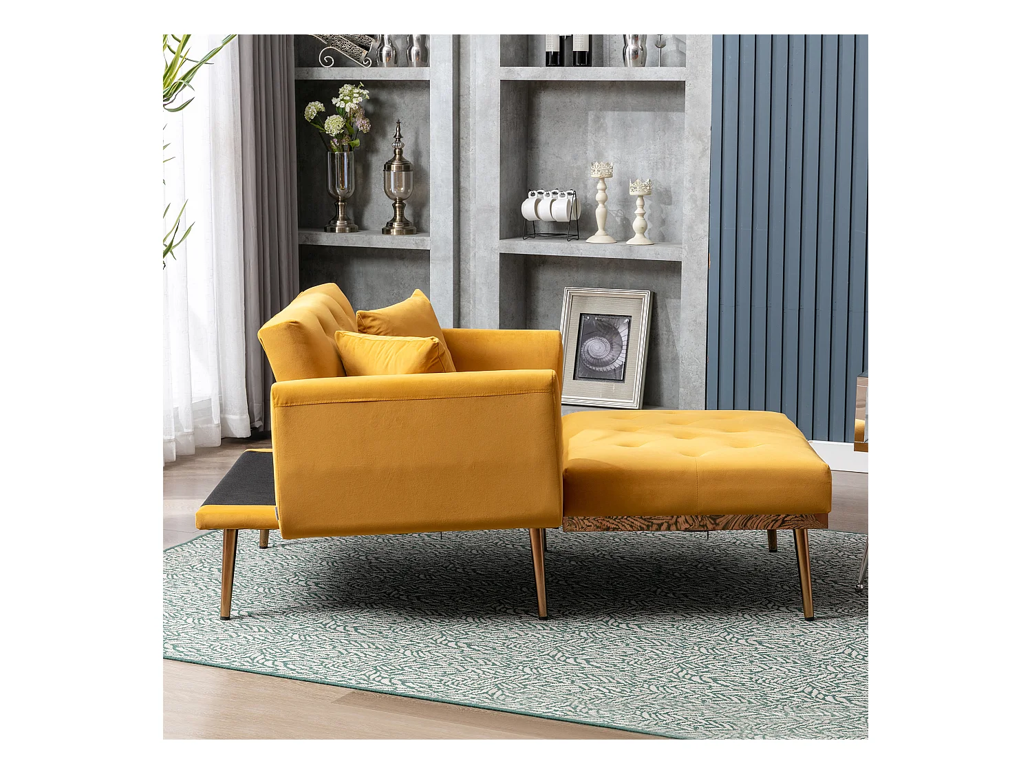 Fauteuil jaune - Fauteuil réglable avec accoudoirs et coussins - pour salon et bureau