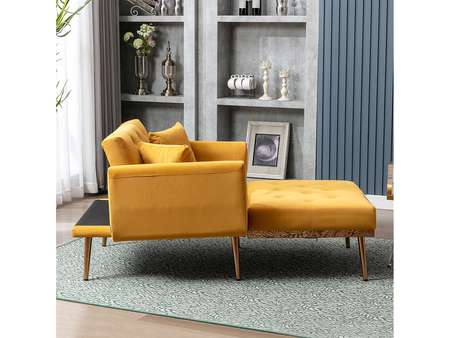 Gelber Sessel - Verstellbarer Sessel mit Armlehnen und Kissen - für wohnzimmer und büro