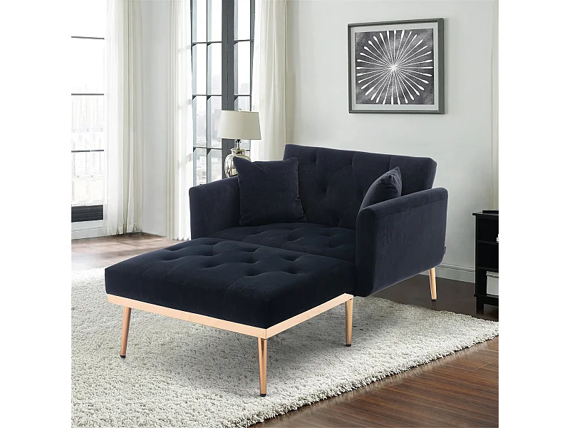 Fauteuil noir - Fauteuil réglable avec accoudoirs et coussins - pour salon et bureau