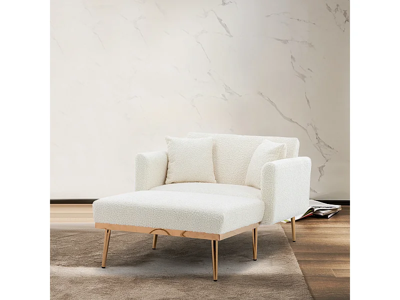 Fauteuil blanc - Fauteuil réglable avec accoudoirs et coussins - pour salon et bureau