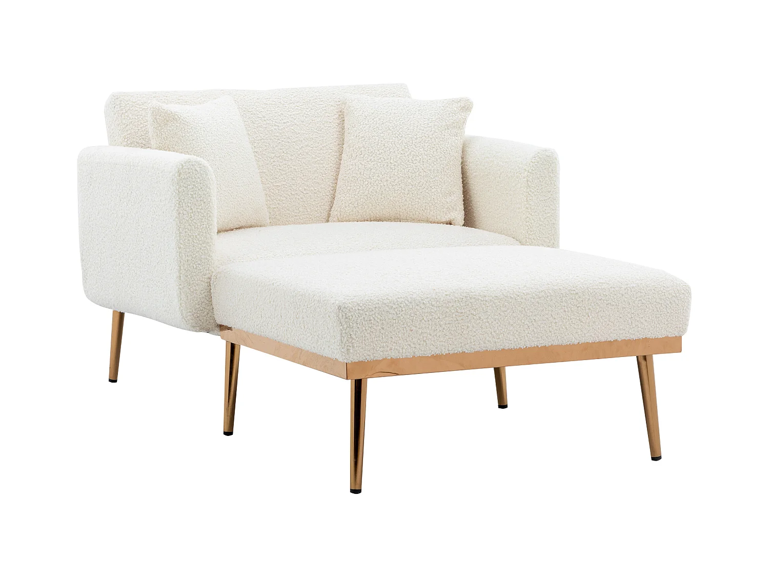 Fauteuil blanc - Fauteuil réglable avec accoudoirs et coussins - pour salon et bureau