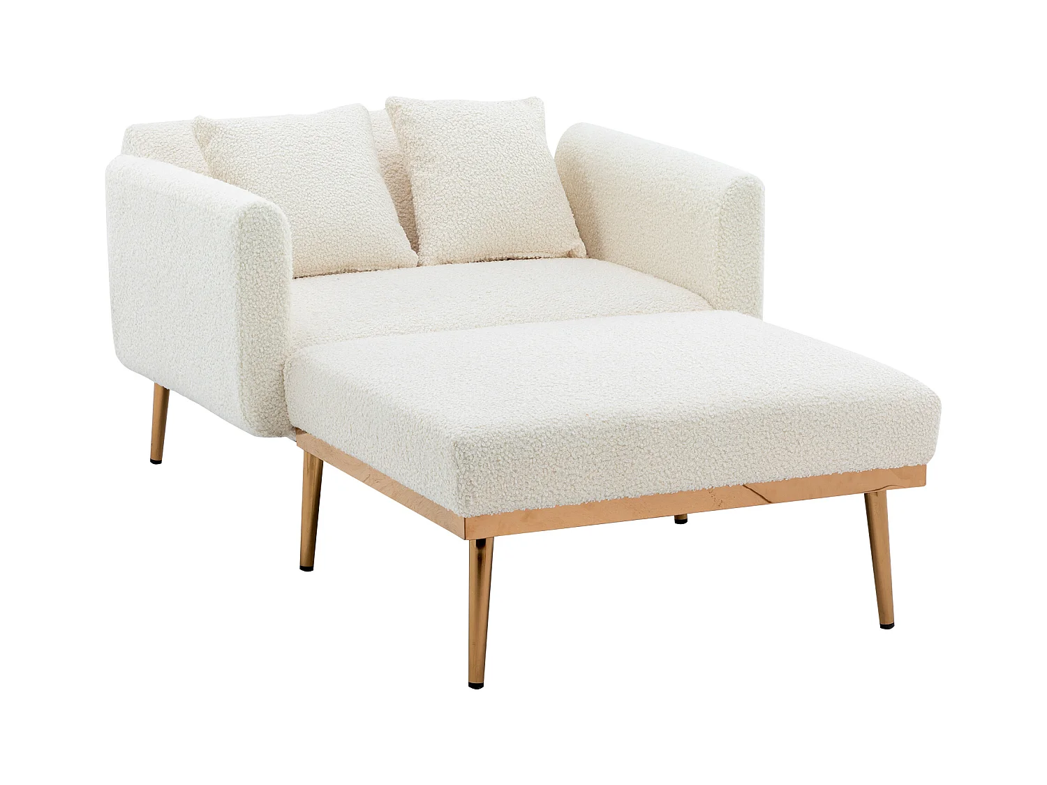 Fauteuil blanc - Fauteuil réglable avec accoudoirs et coussins - pour salon et bureau