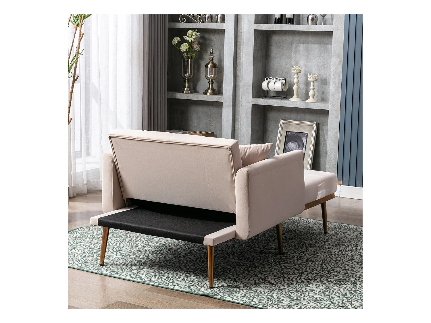 Fauteuil beige - Fauteuil réglable avec accoudoirs et coussins - pour salon et bureau