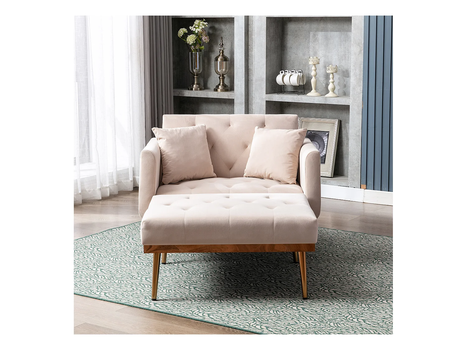 Fauteuil beige - Fauteuil réglable avec accoudoirs et coussins - pour salon et bureau