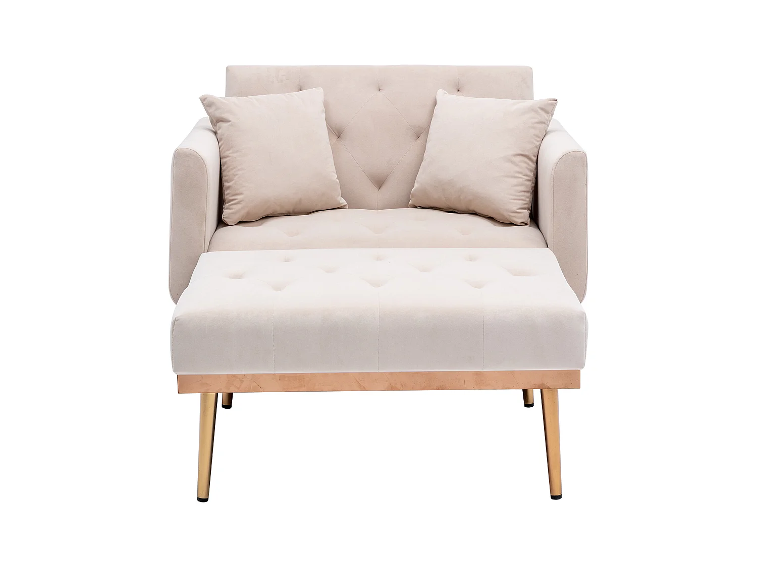 Fauteuil beige - Fauteuil réglable avec accoudoirs et coussins - pour salon et bureau