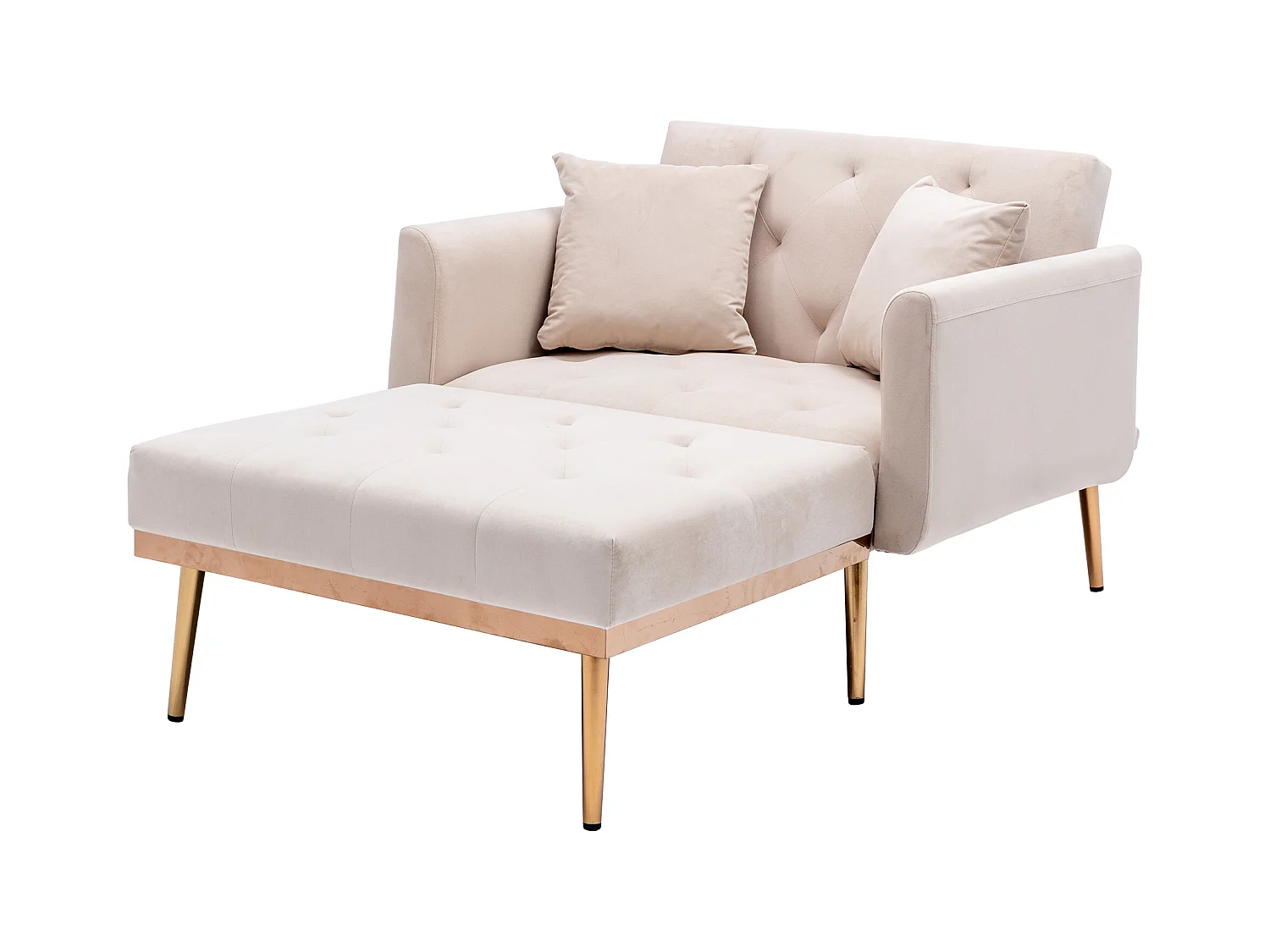 Fauteuil beige - Fauteuil réglable avec accoudoirs et coussins - pour salon et bureau