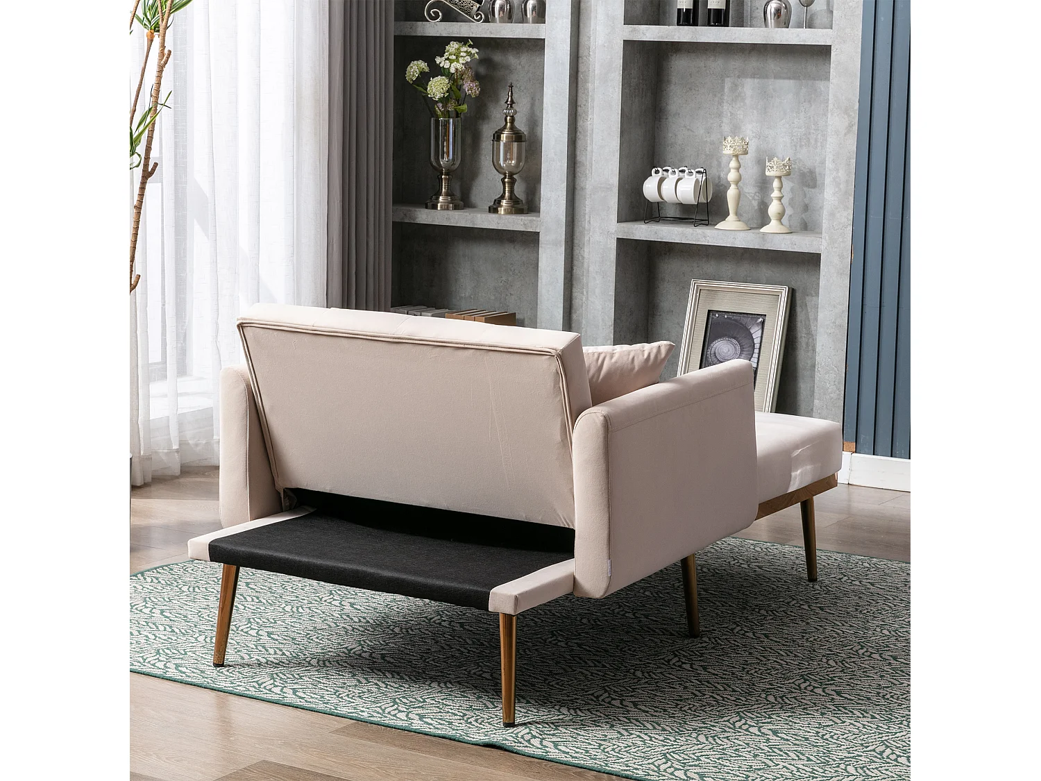 Beige Sessel - Verstellbarer Sessel mit Armlehnen und Kissen - für wohnzimmer und büro