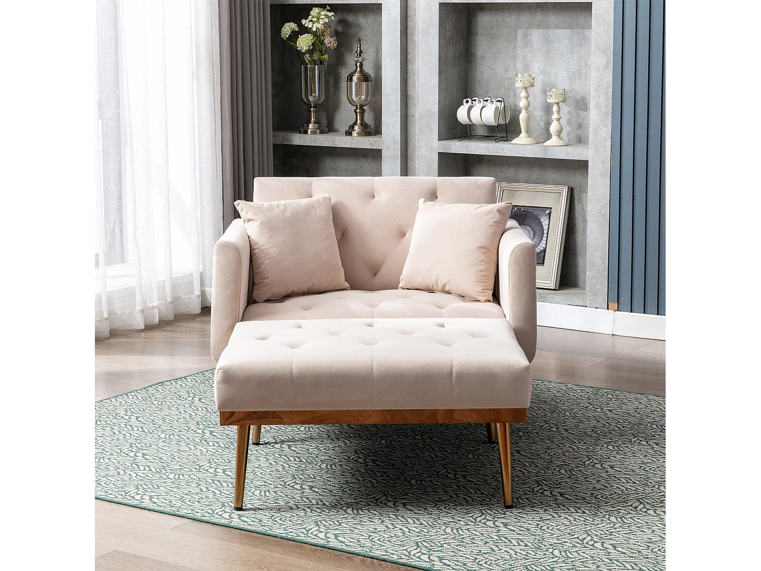 Beige Sessel - Verstellbarer Sessel mit Armlehnen und Kissen - für wohnzimmer und büro