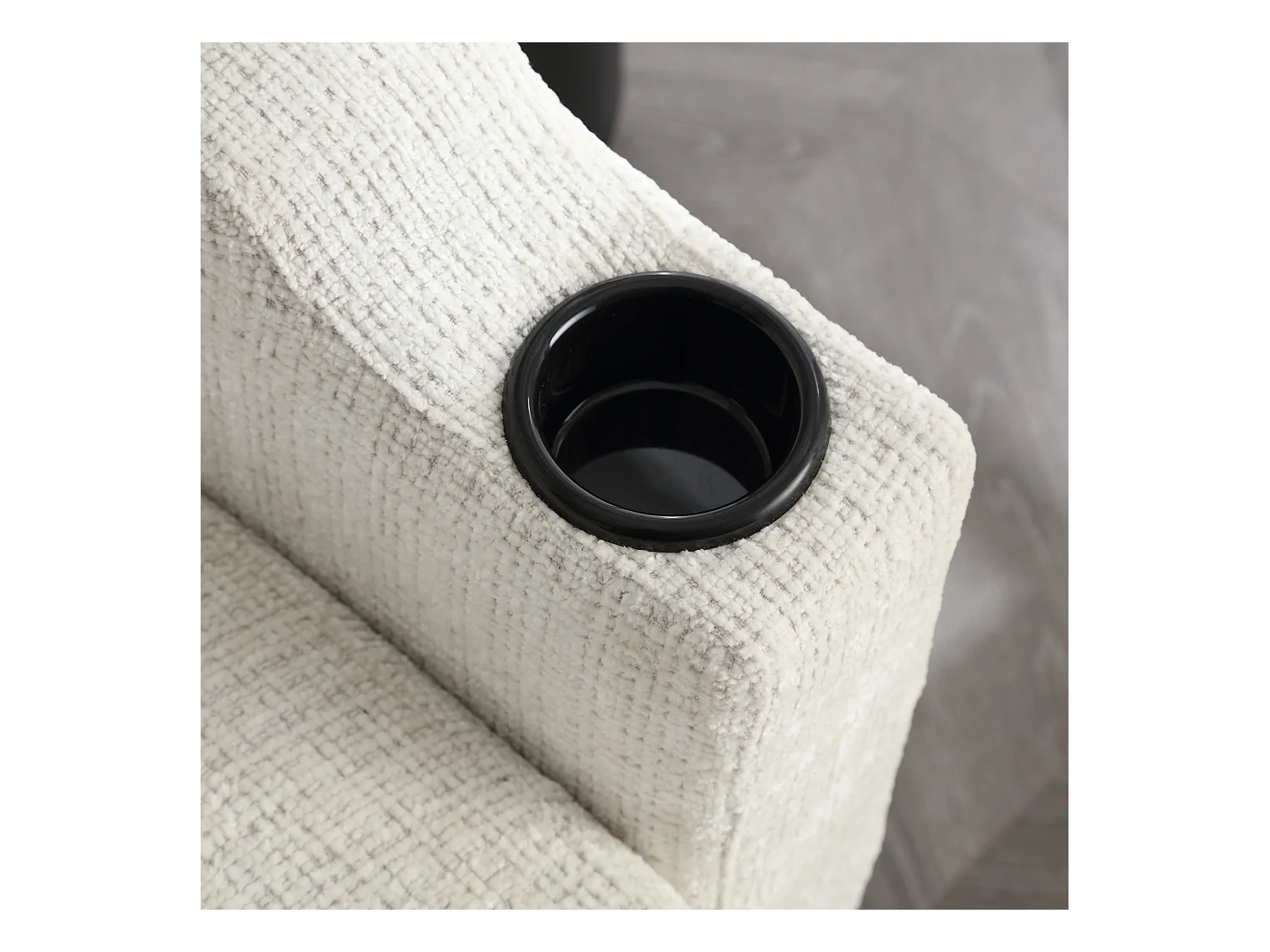 Canapé d'angle beige - Canapé avec repose-pieds et rangement - porte-gobelet et poche de rangement