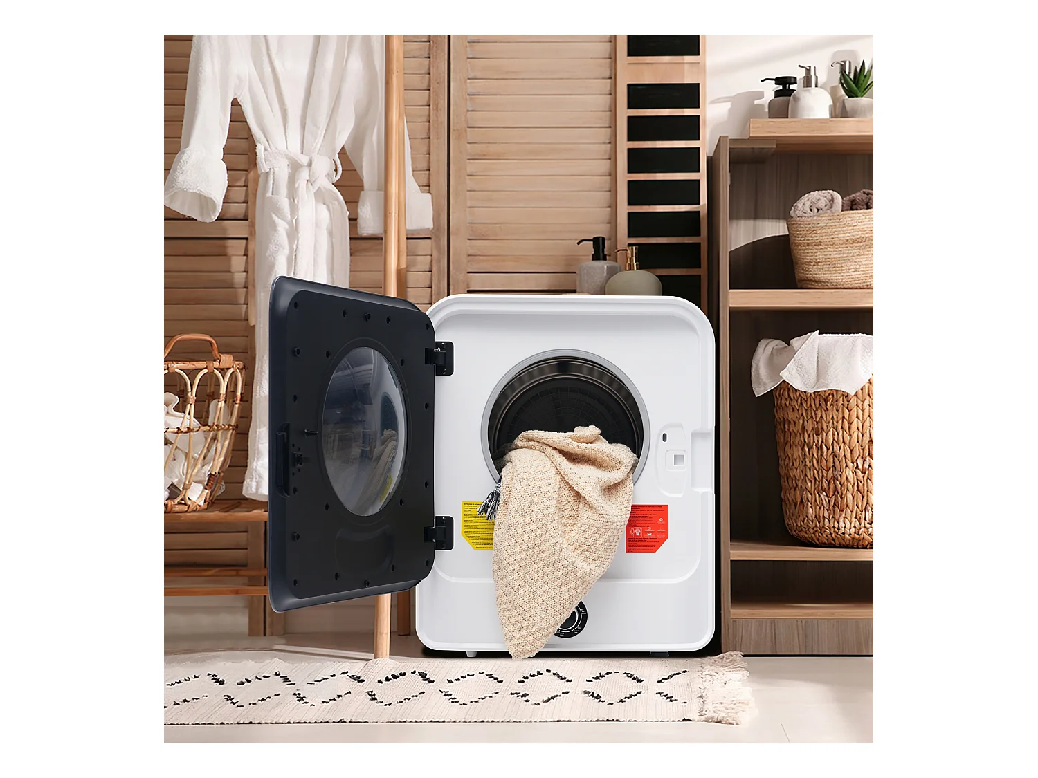 Sèche-linge à évacuation, inox, 3 kg (jusqu'à 4,5 kg), 830 W, 5 programmes, protection contre la surchauffe, montage mural (49,5x43,5x59,5 cm)