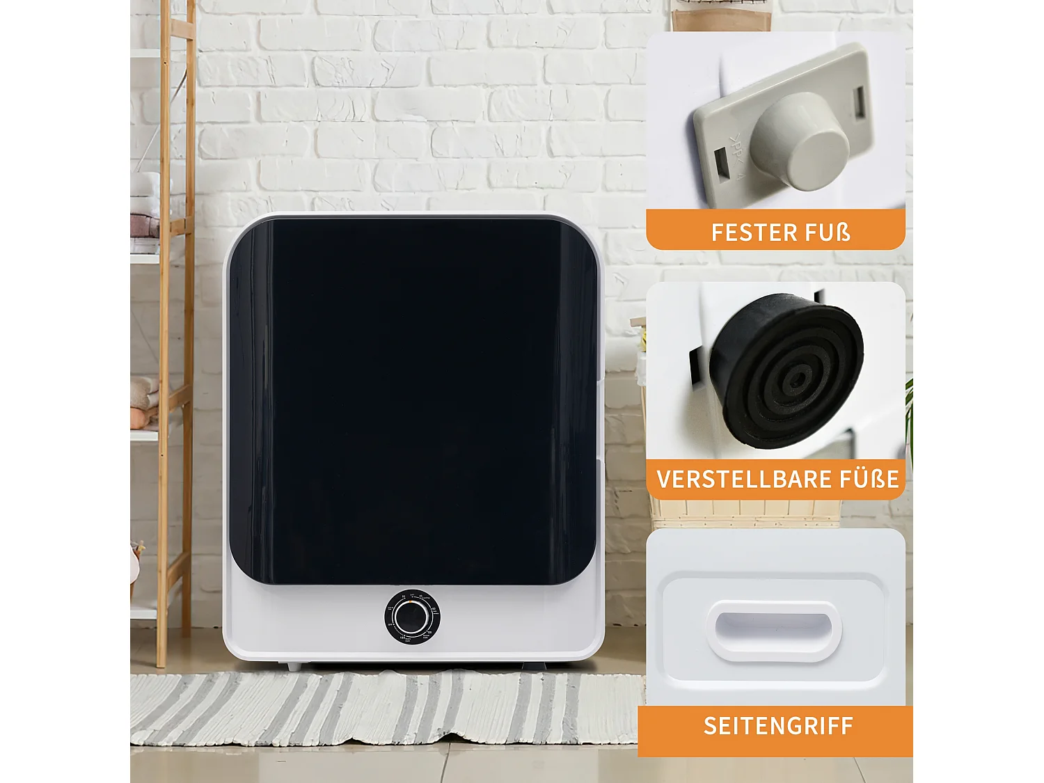 Sèche-linge à évacuation, inox, 3 kg (jusqu'à 4,5 kg), 830 W, 5 programmes, protection contre la surchauffe, montage mural (49,5x43,5x59,5 cm)