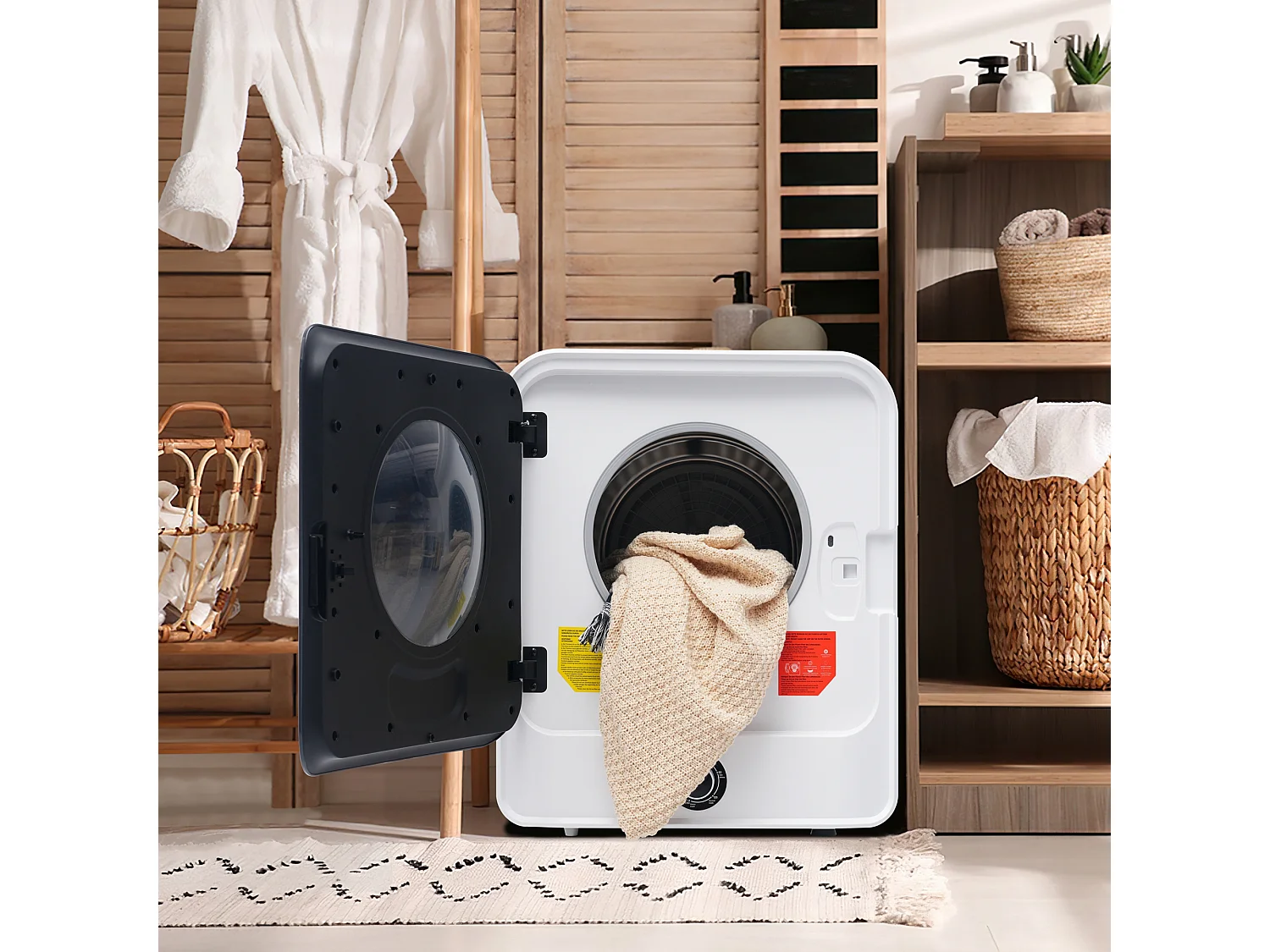 Sèche-linge à évacuation, inox, 3 kg (jusqu'à 4,5 kg), 830 W, 5 programmes, protection contre la surchauffe, montage mural (49,5x43,5x59,5 cm)