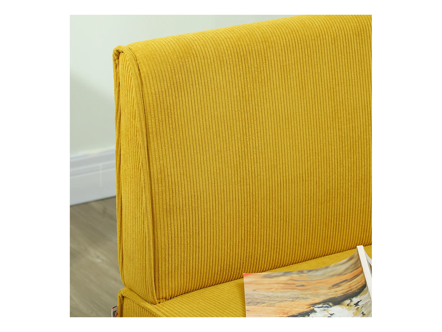 Canapé droit jaune - Canapé avec dossier et pieds en bois - pour chambre et salon