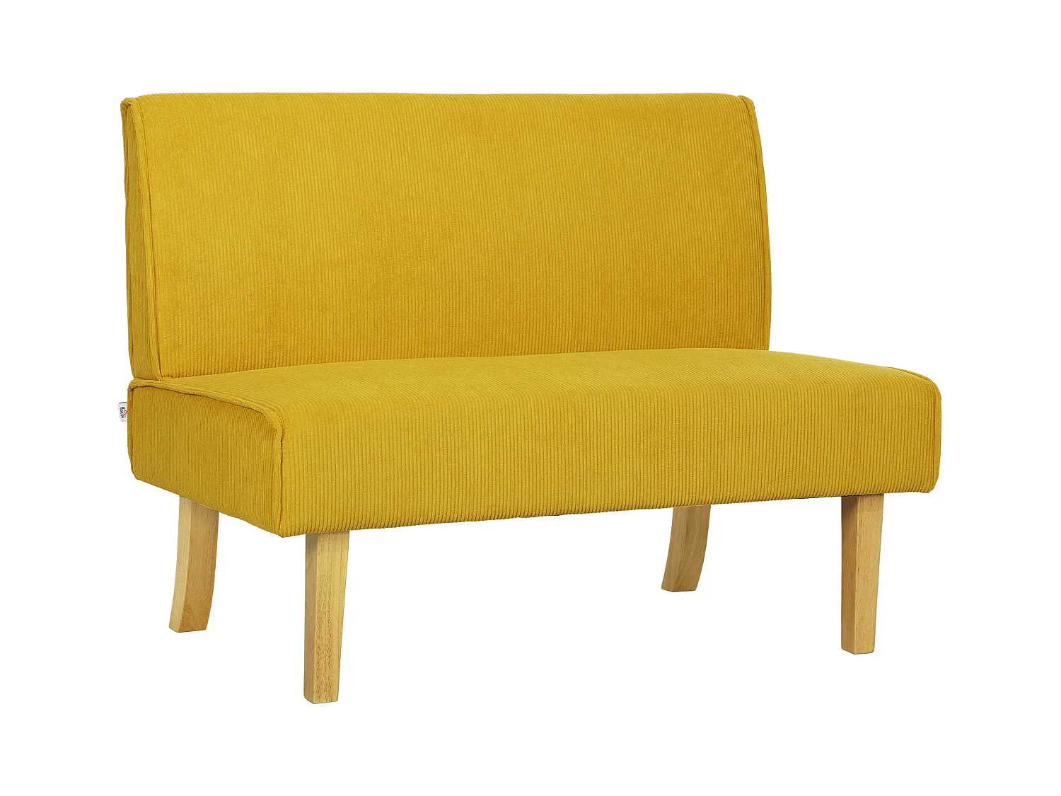 Canapé droit jaune - Canapé avec dossier et pieds en bois - pour chambre et salon