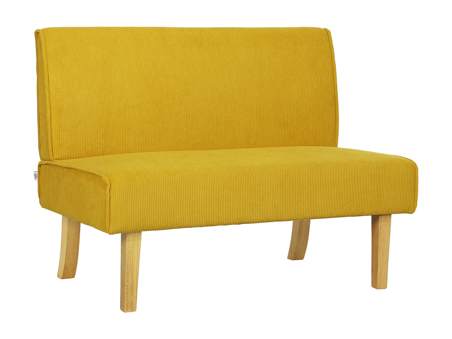 Divano dritto giallo - Divano con schienale e gambe in legno - per camera da letto e soggiorno