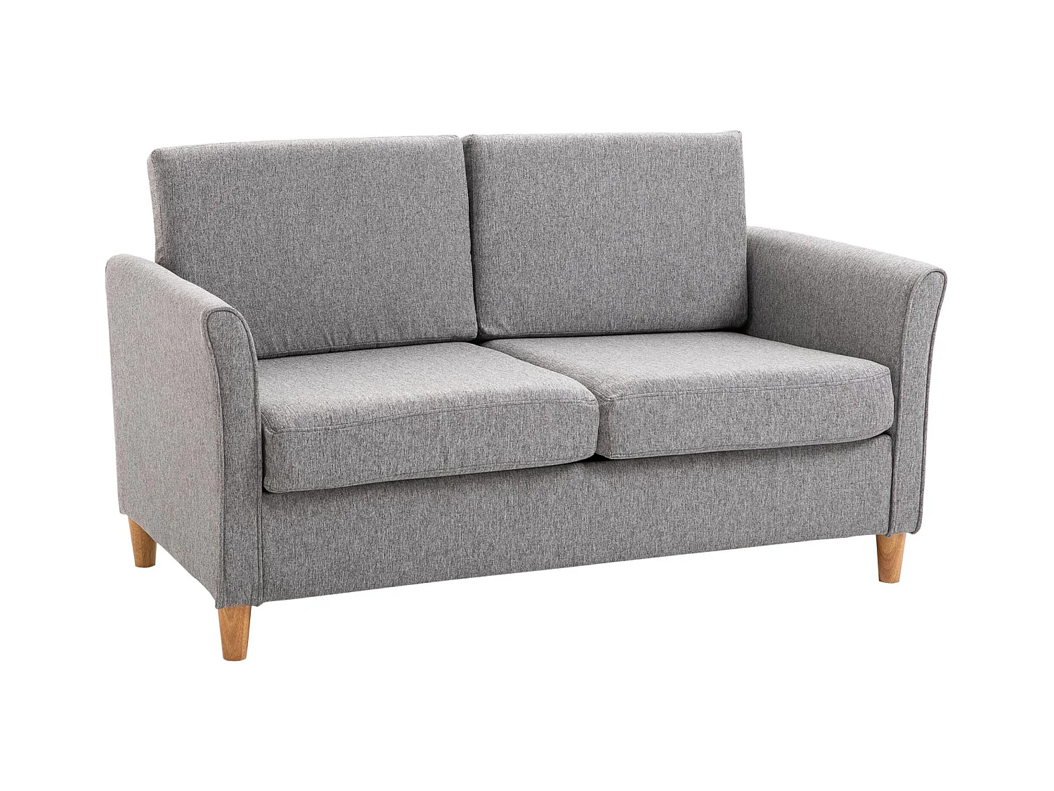 Szara sofa 2-osobowa - Sofa ze zdejmowanymi poduszkami i podłokietnikami - do salonu