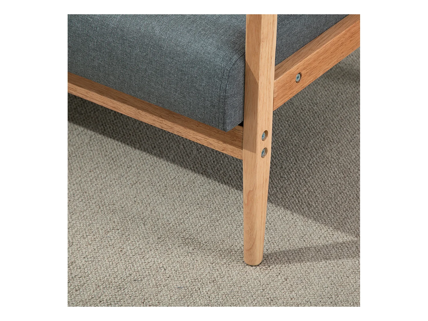 Sofá gris de 2 plazas - Sofá con brazos y respaldo de madera - para el salón