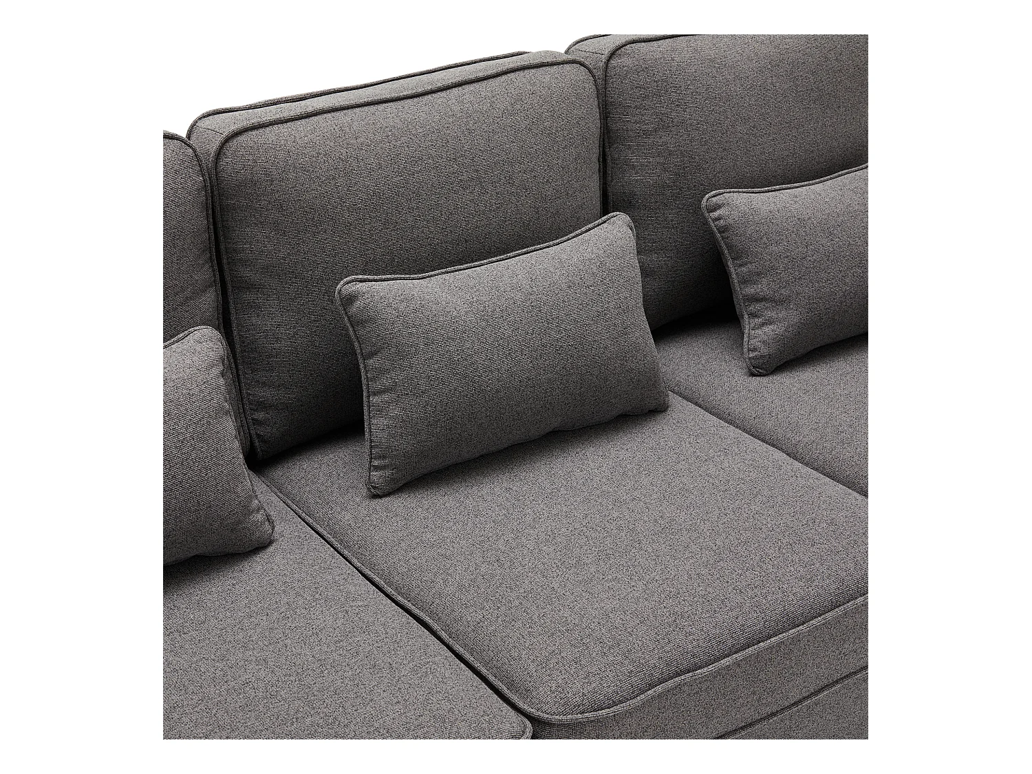 Canapé 4 places - Canapé avec accoudoirs et 4 coussins - lin gris foncé - pour salons et bureaux