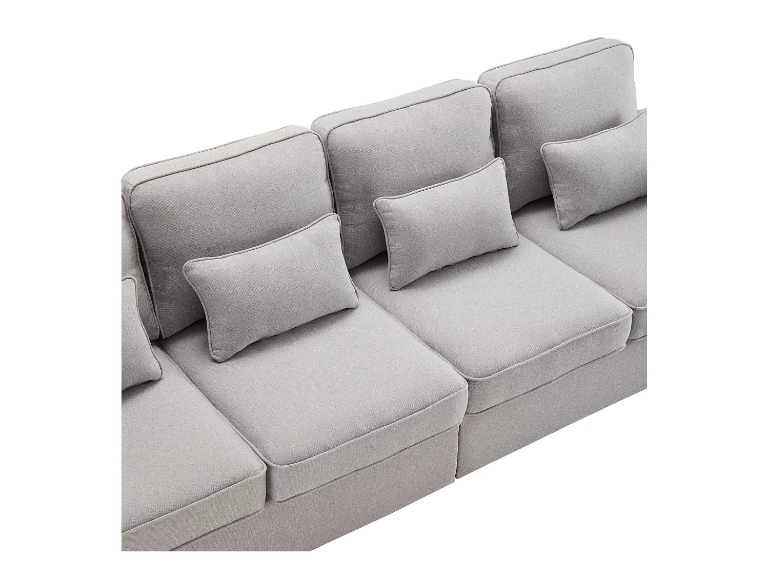 Canapé 4 places - Canapé avec accoudoirs et 4 coussins - lin gris clair - pour salons et bureaux