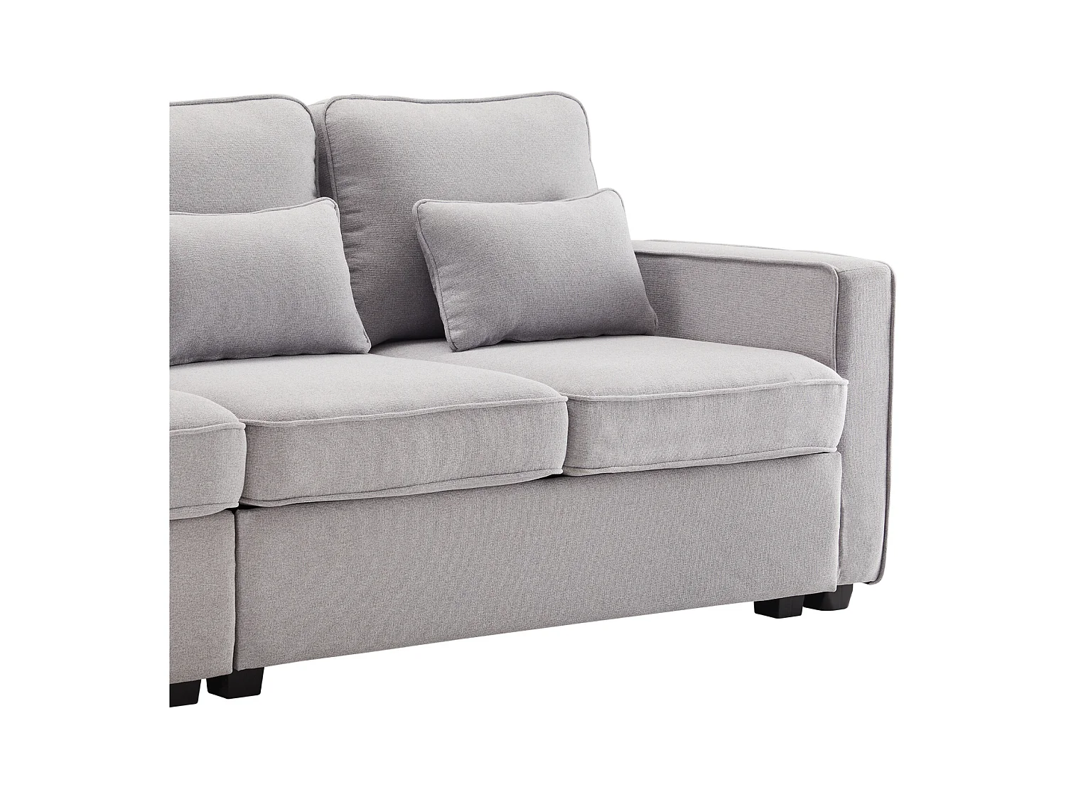 Canapé 4 places - Canapé avec accoudoirs et 4 coussins - lin gris clair - pour salons et bureaux