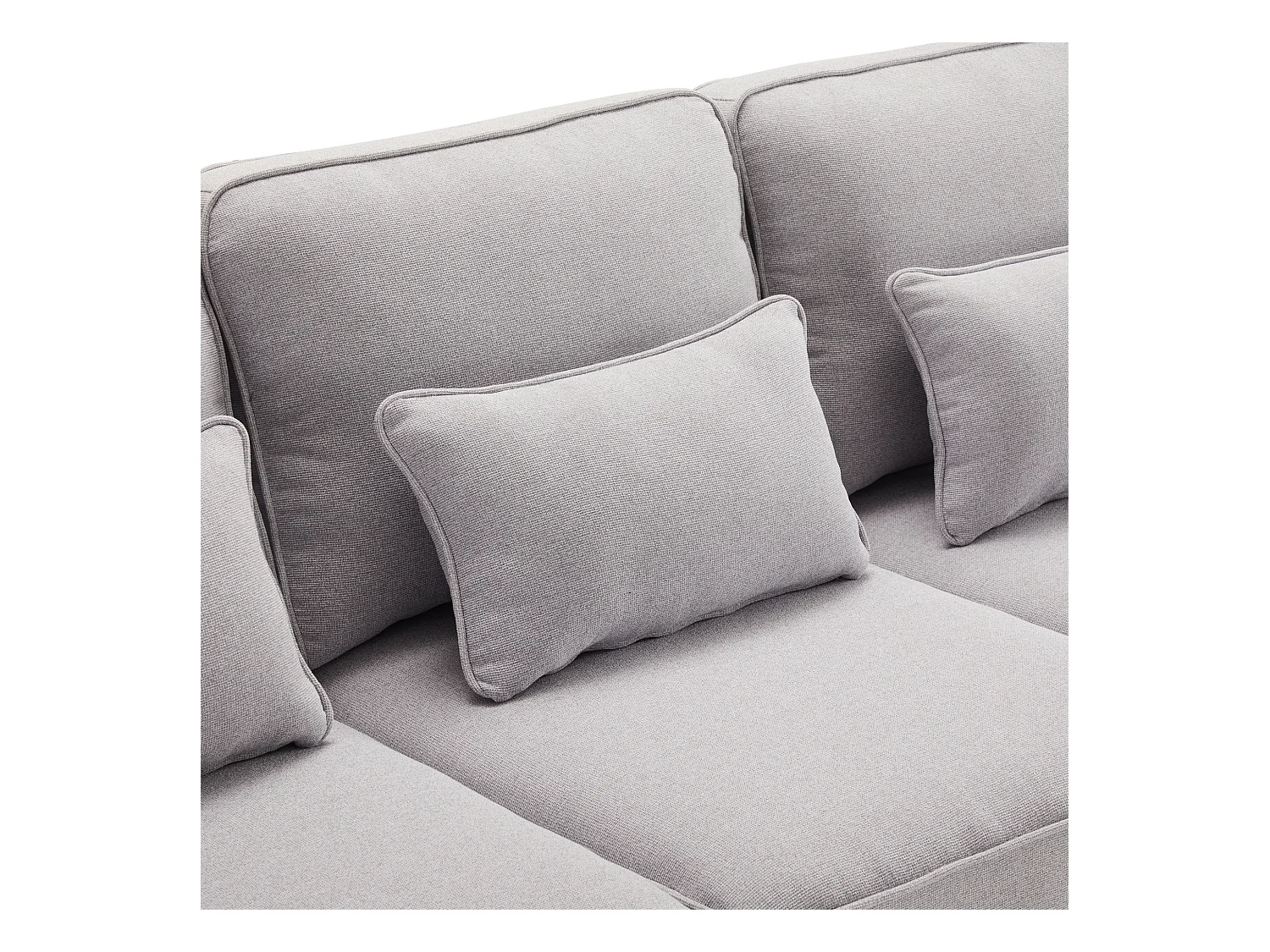 Canapé 4 places - Canapé avec accoudoirs et 4 coussins - lin gris clair - pour salons et bureaux