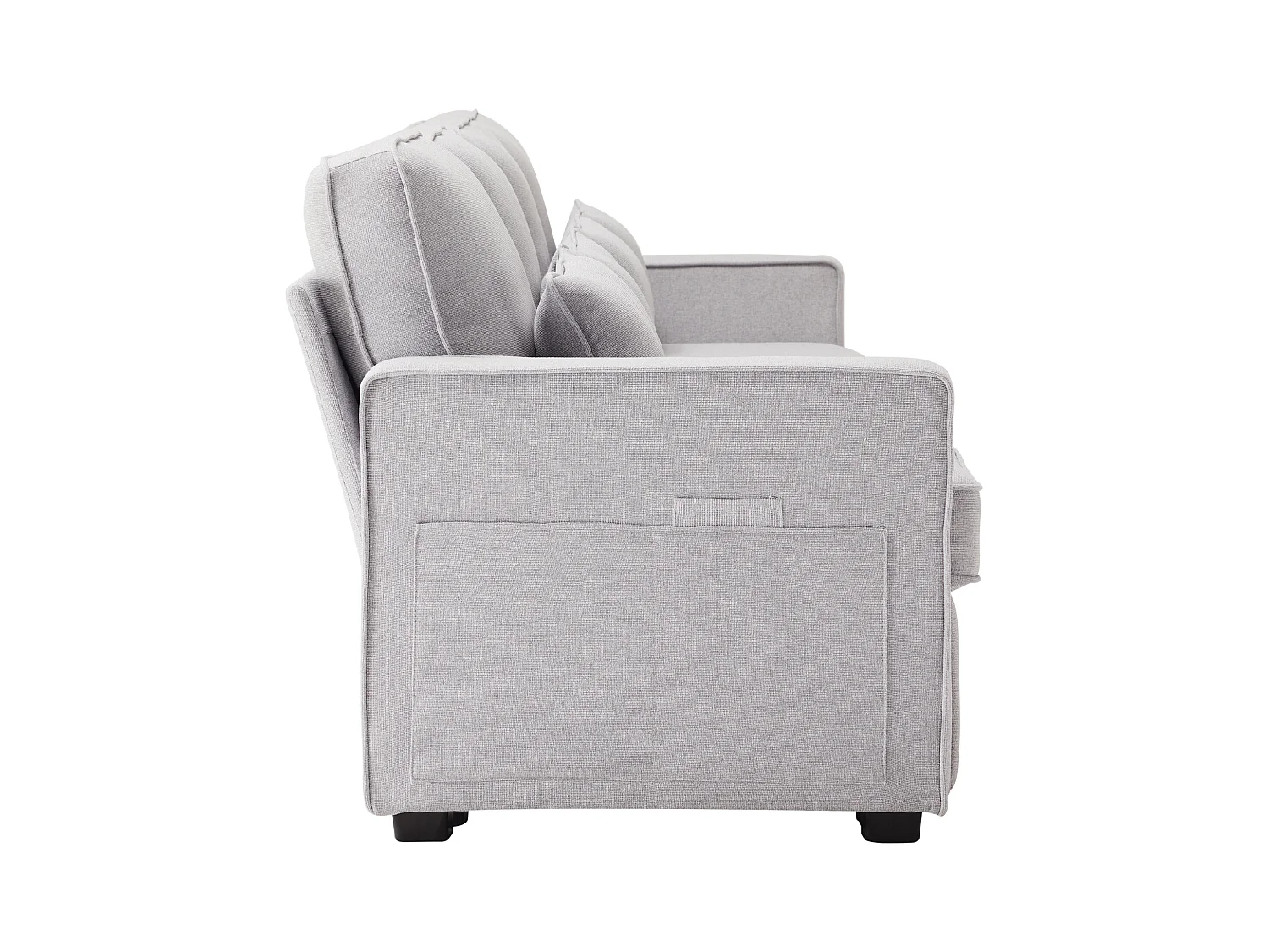 Canapé 4 places - Canapé avec accoudoirs et 4 coussins - lin gris clair - pour salons et bureaux