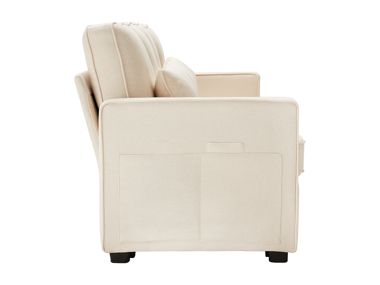 Canapé 4 places - Canapé avec accoudoirs et 4 coussins - lin beige - pour salons et bureaux