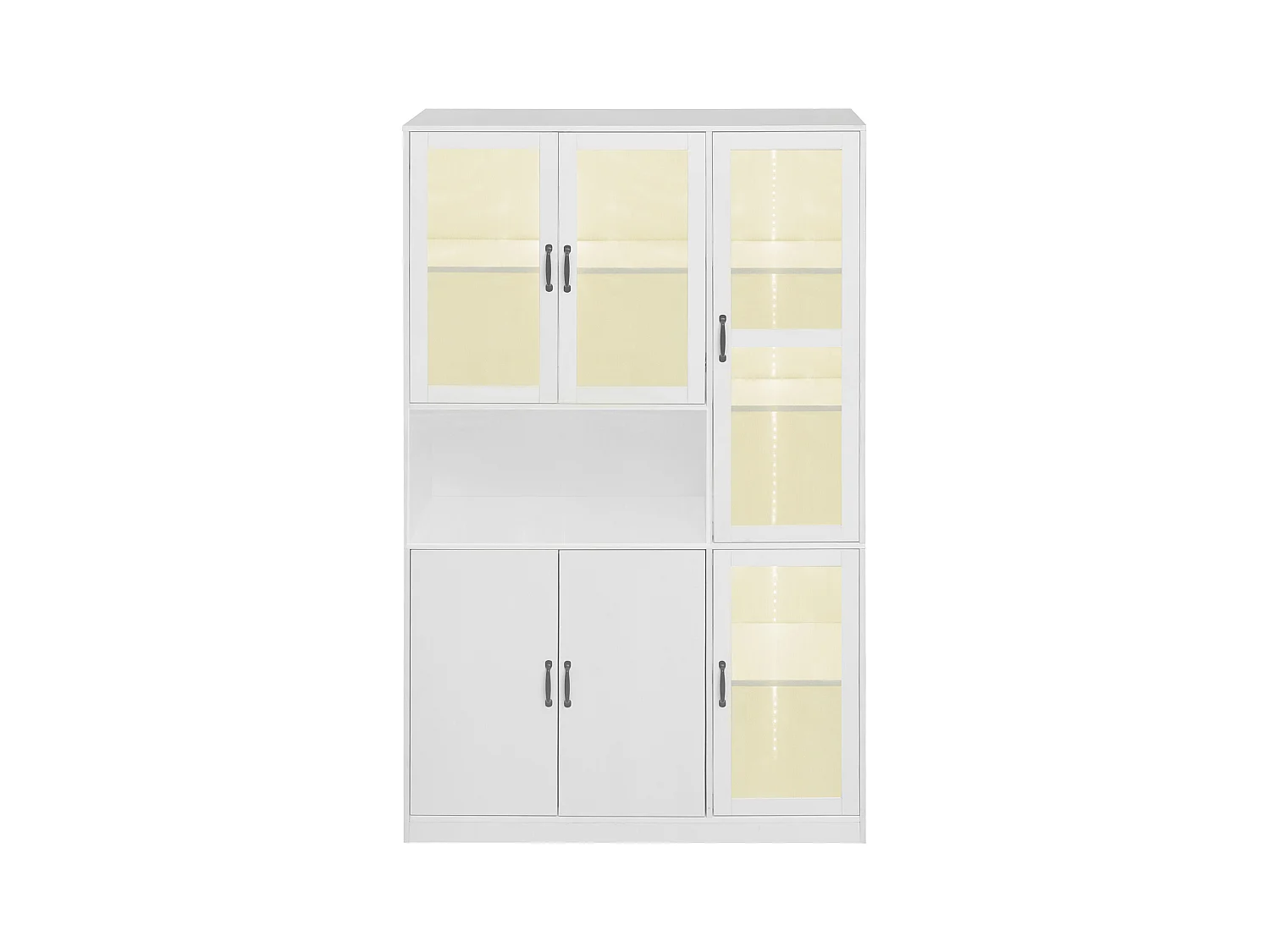 Vitrine blanche avec LED, 9 espaces de rangement, MDF, blanc (120x40x200 cm)