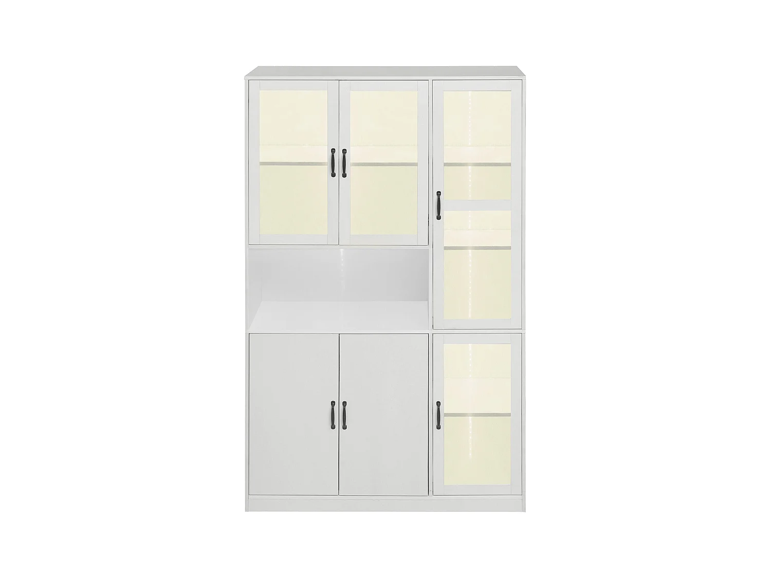 Vitrine blanche avec LED, 9 espaces de rangement, MDF, blanc (120x40x200 cm)