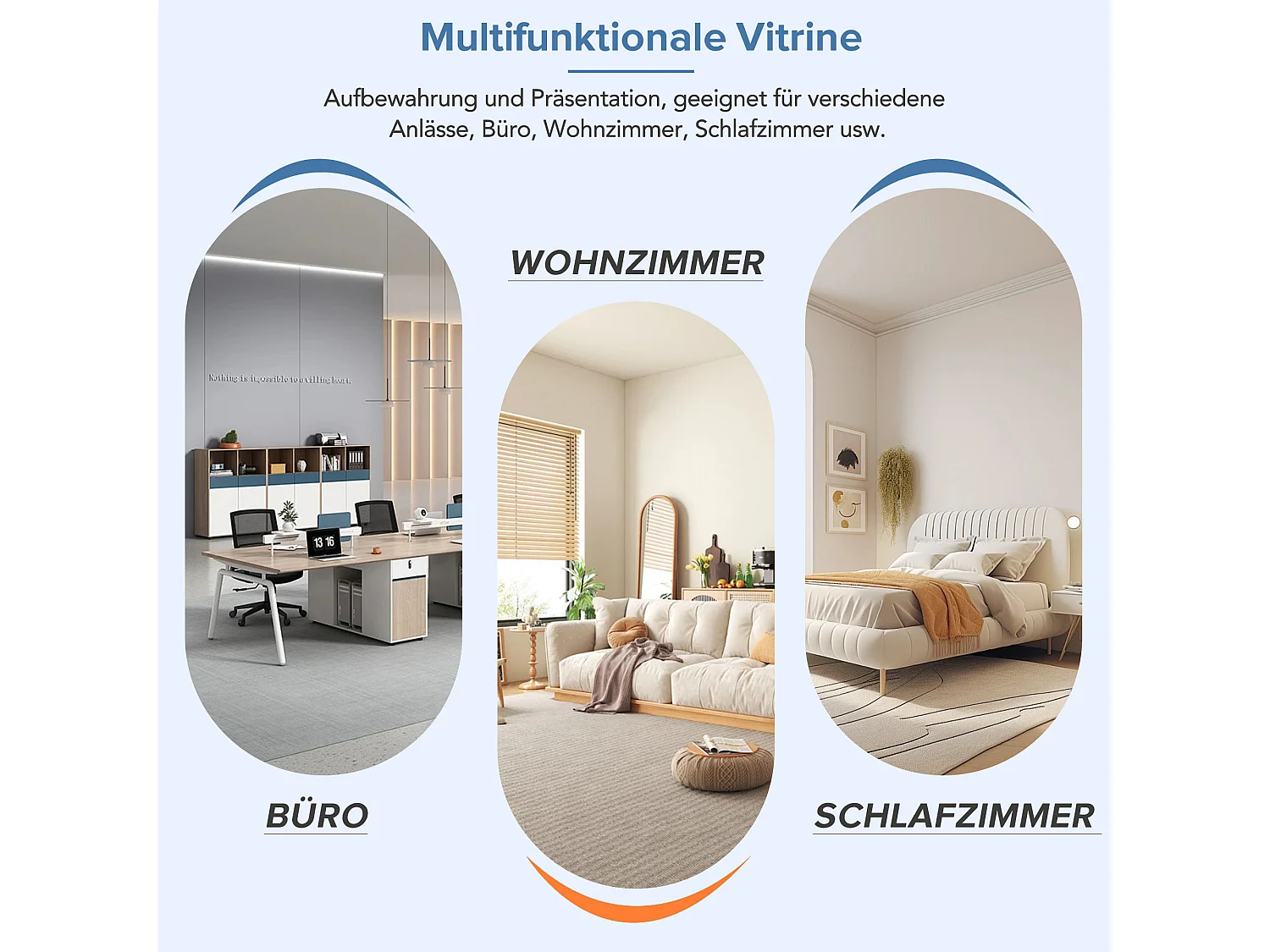 Vitrine haute brillance noire avec LED, 3 étagères en verre, MDF, noir (55x38x166 cm)