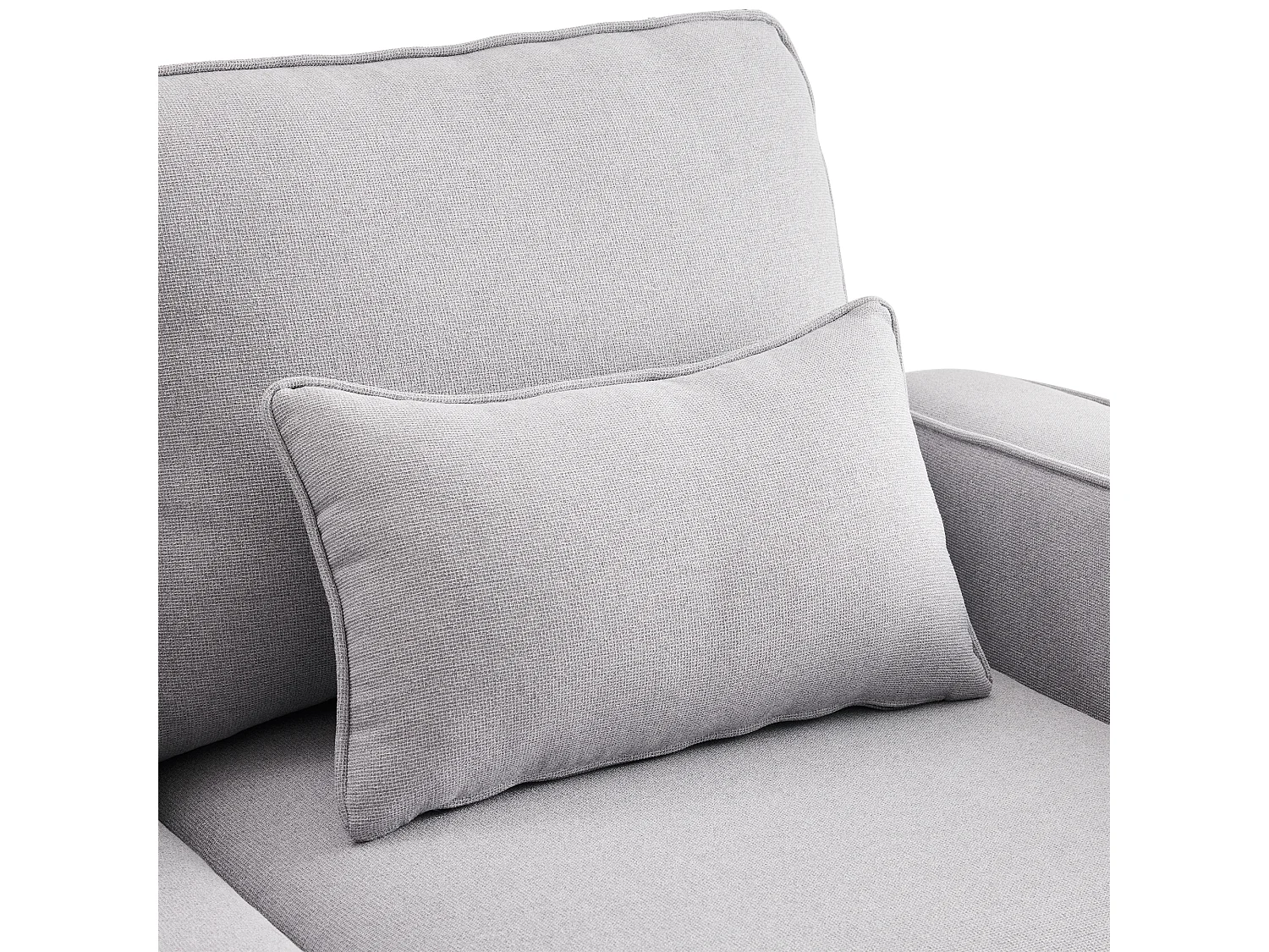 Canapé 4 places - Canapé avec 2 porte-gobelets et 2 chargeurs USB - poches d'accoudoir et 4 oreillers - lin gris clair