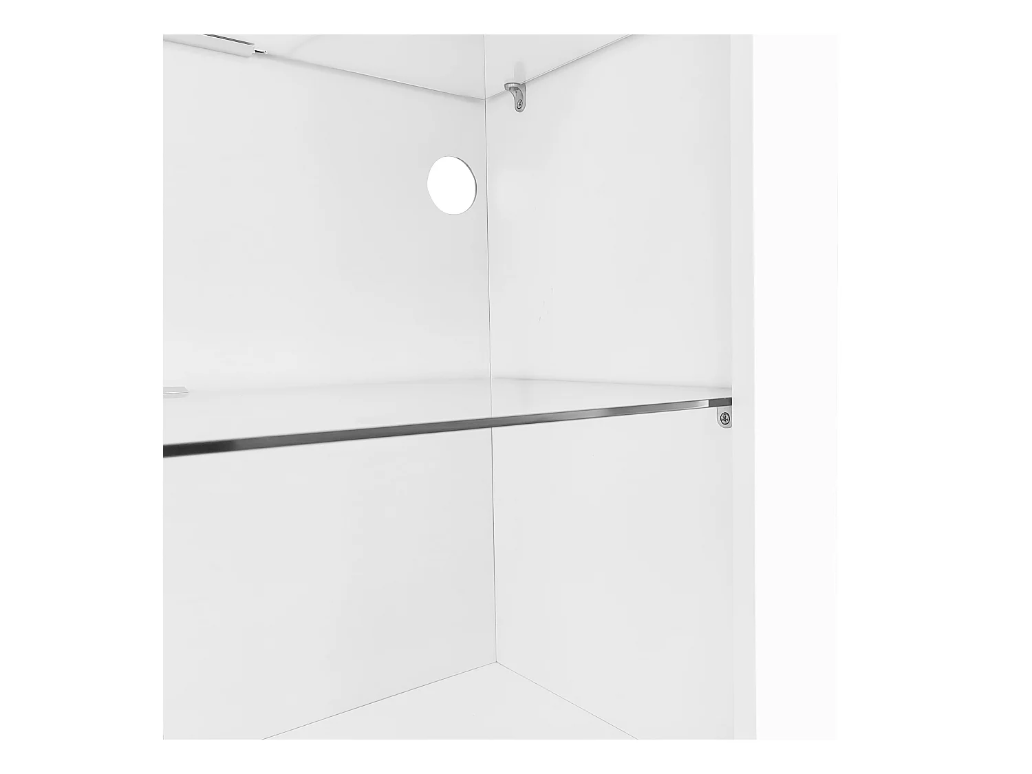 Vitrine LED, multifonction, 2 portes, 2 tiroirs, bois et métal, blanc (60x35.5x165 cm)