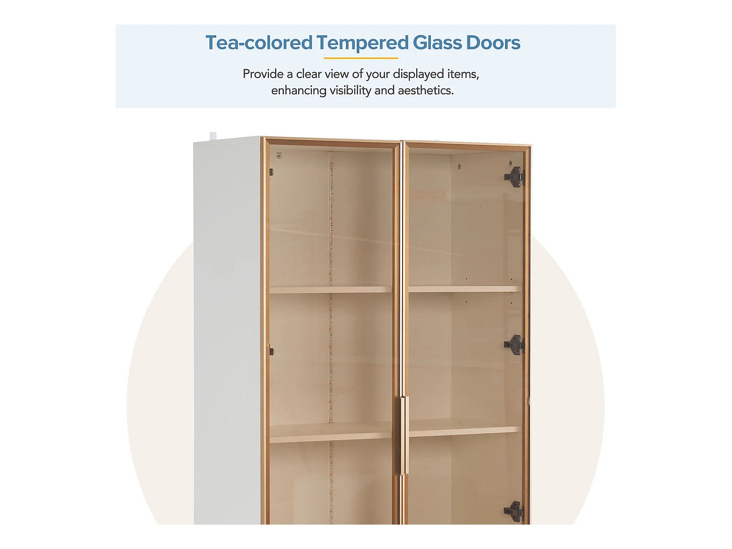 Vitrine en Verre avec 16 Couleurs LED, 2 Portes, Étagères Réglables, MDF, Blanc, (80x40x160 cm)