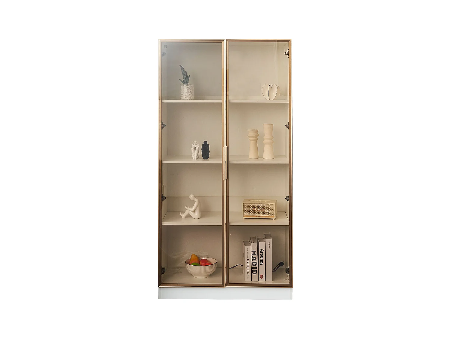Vitrine en Verre avec 16 Couleurs LED, 2 Portes, Étagères Réglables, MDF, Blanc, (80x40x160 cm)