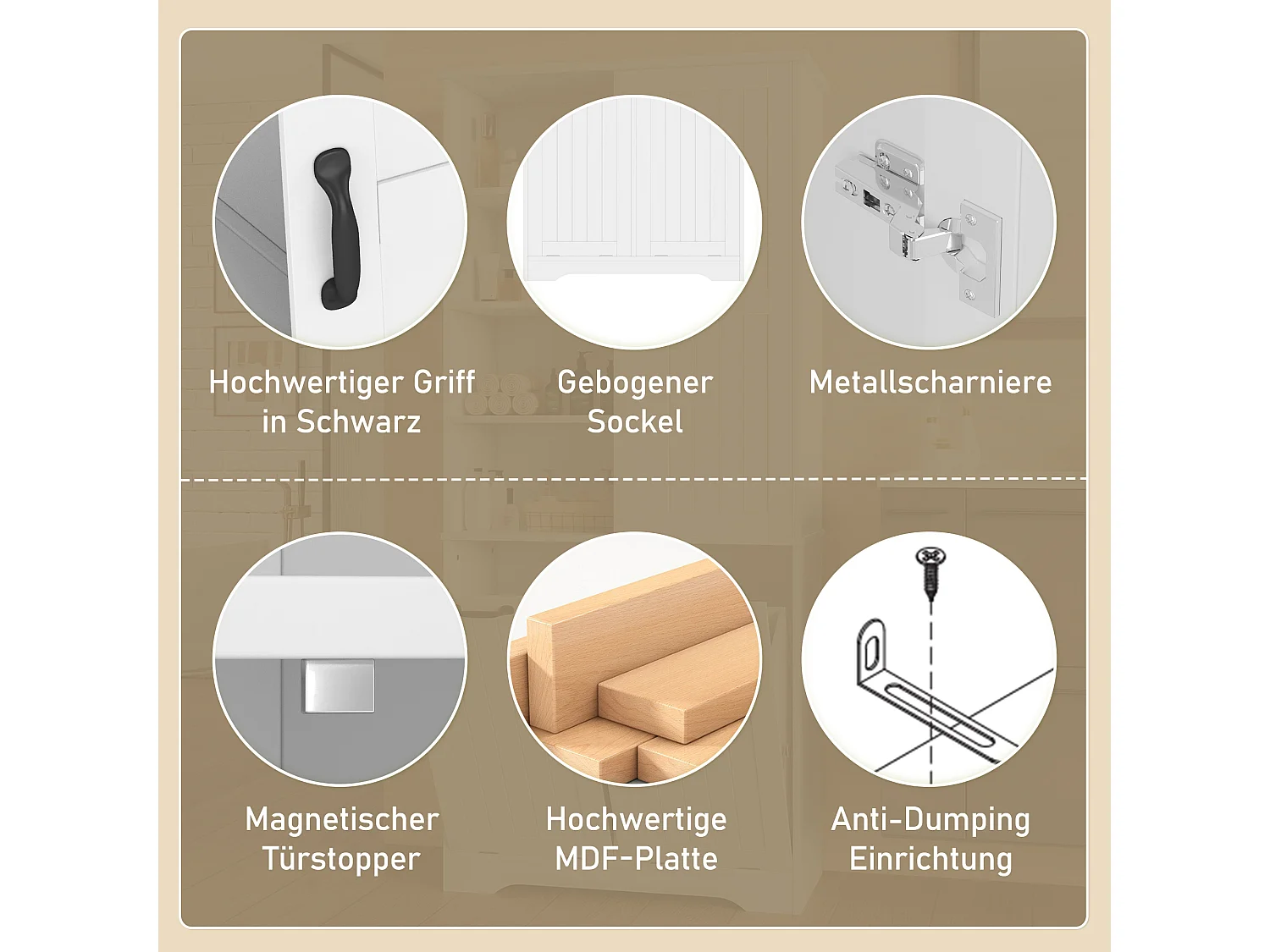 Armoire de salle de bain avec double panier à linge, MDF peint, étagères ajustables, 1 porte, blanc (78x35x172.7 cm)