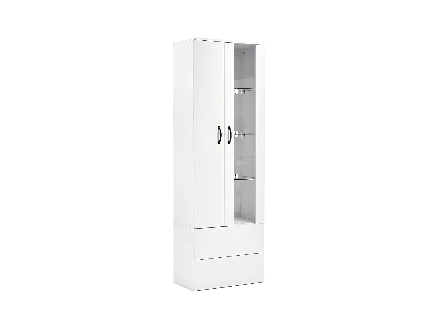 Vitrine LED avec 16 couleurs, design moderne, panneau de particules, blanc (59.5x35x182 cm)