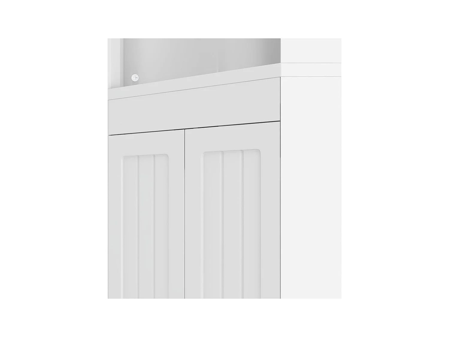 Armoire de salle de bain avec 3 étagères ouvertes, portes en verre trempé, étagères réglables, MDF peint, blanc (49.5x35x170 cm)