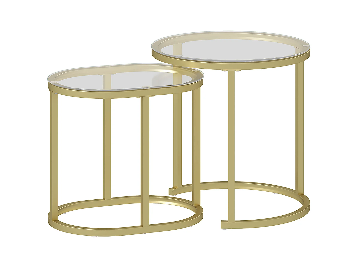 Ensemble de 2 tables basses rondes empilables, structure en acier, doré (50x50x50.5 cm)