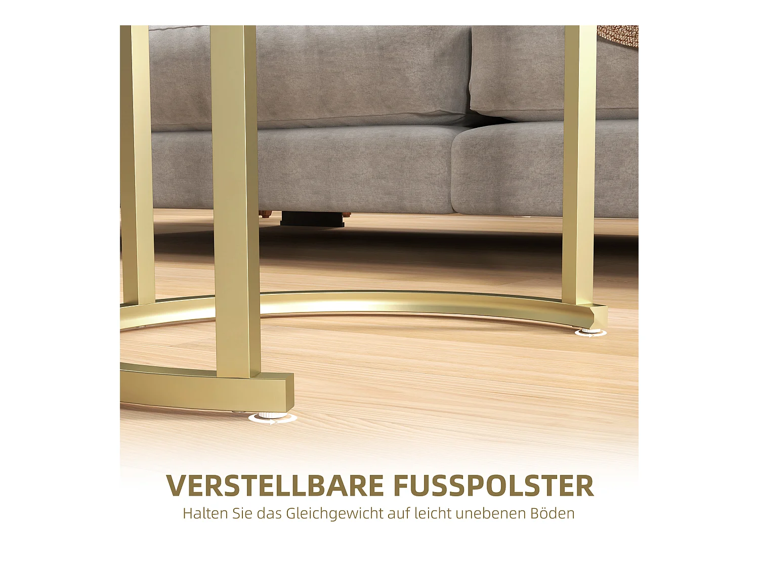 Ensemble de 2 tables basses rondes empilables, structure en acier, doré (50x50x50.5 cm)