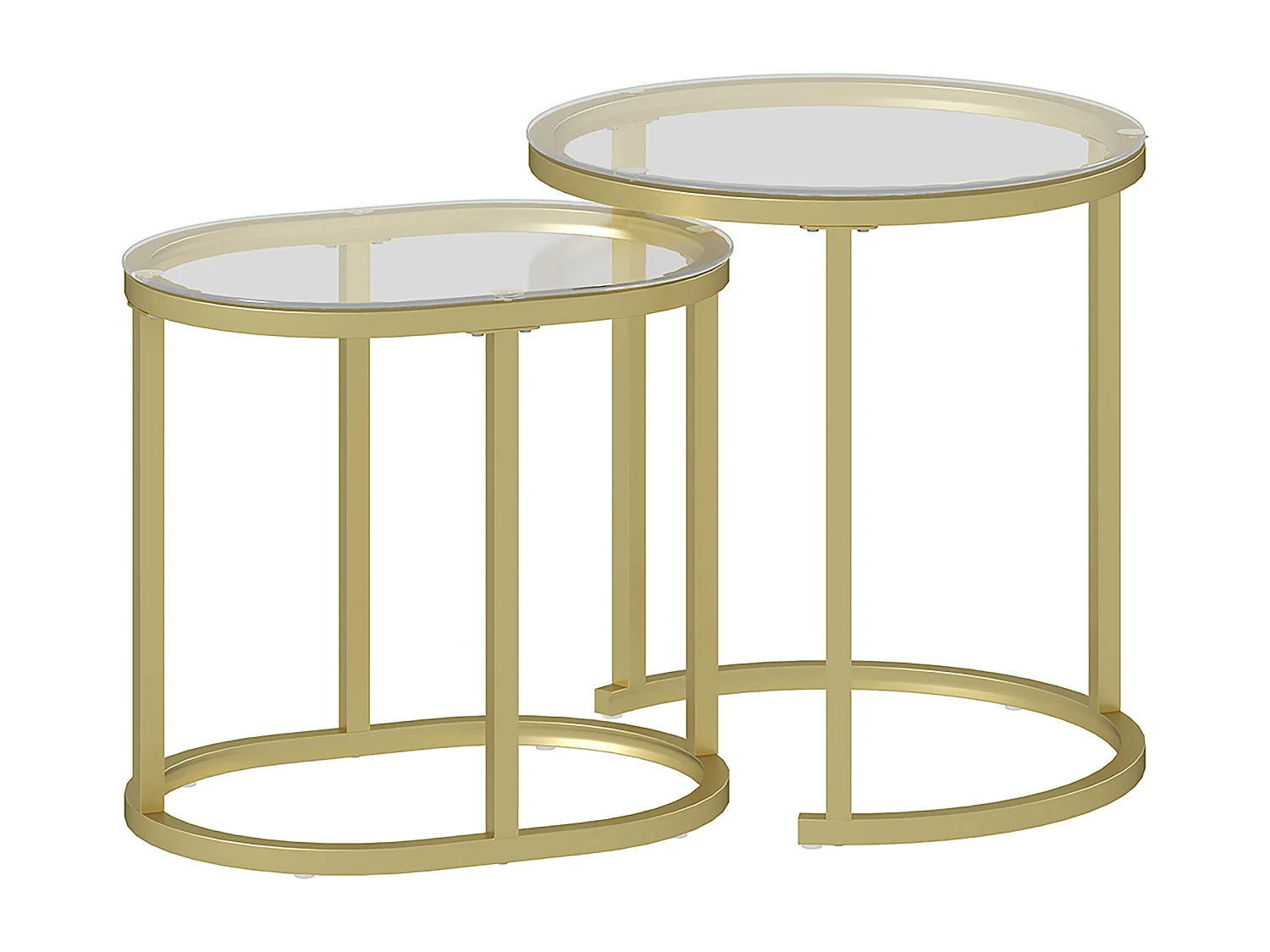 Ensemble de 2 tables basses rondes empilables, structure en acier, doré (50x50x50.5 cm)