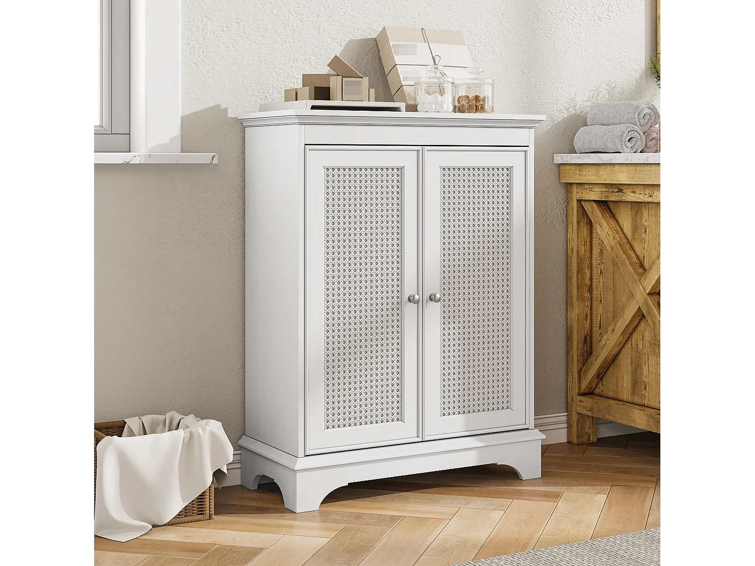 Badkamerkast met manddeur en verstelbare planken, MDF, wit (66,6x29,8x86,5 cm)