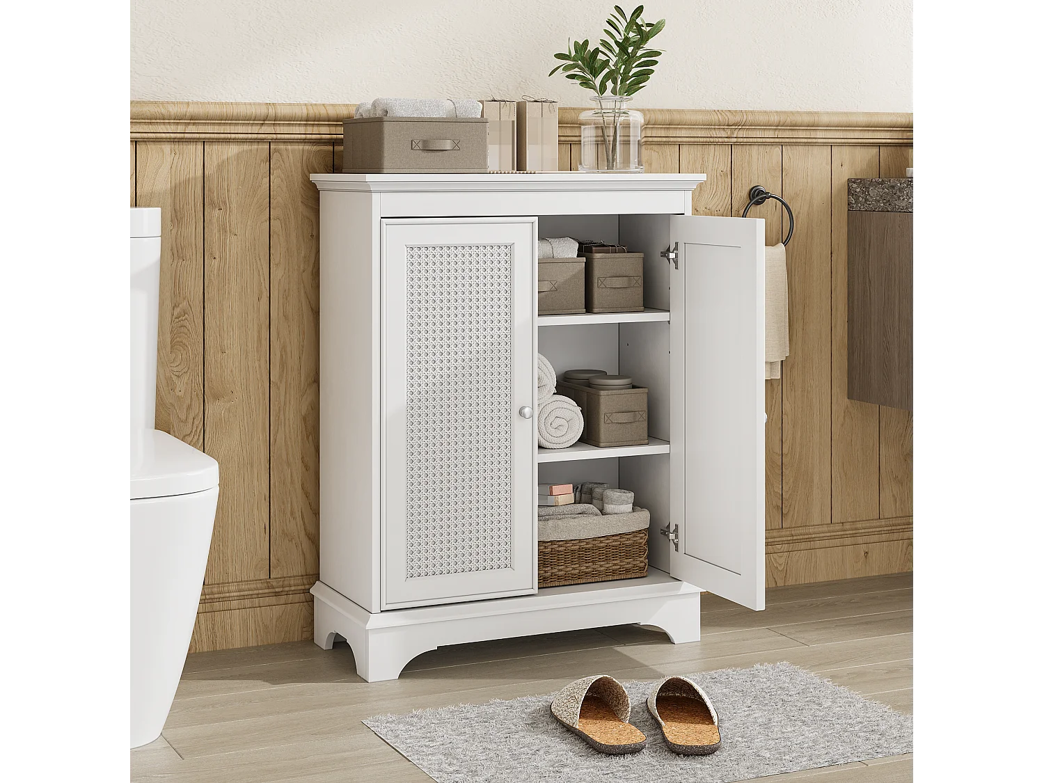 Badkamerkast met manddeur en verstelbare planken, MDF, wit (66,6x29,8x86,5 cm)